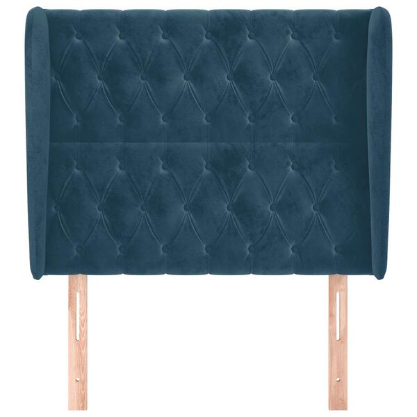 vidaXL Hoofdbord met randen 103x23x118/128 cm fluweel donkerblauw