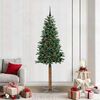 vidaXL Slanke Kerstboom Groen 210 cm PVC en massief dennenhout