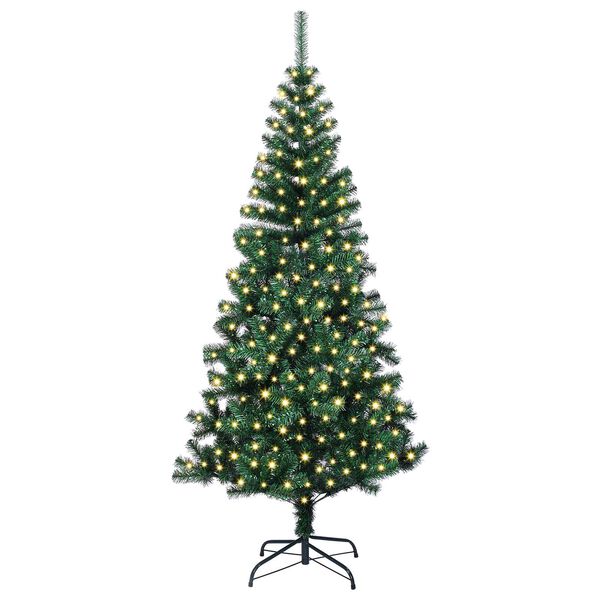 vidaXL Kunstmatig Voorverlicht Kerstboom Groen 210 cm PVC en Metaal