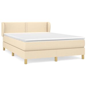 vidaXL Boxspring met matras stof cr&egrave;mekleurig 140x190 cm