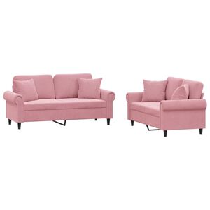vidaXL 2-delige Loungeset met kussens fluweel roze