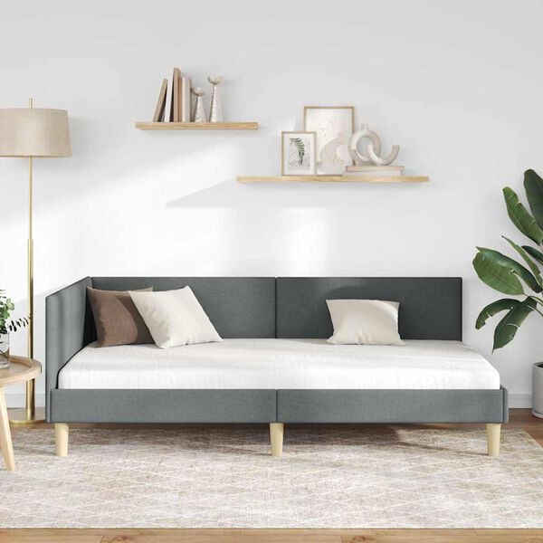 vidaXL Hoekbedframe met hoofdeinde Donkergrijs 80 cm x 200 cm Fluweel