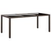 vidaXL Tuintafel 190x90x75 cm gehard glas en poly rattan bruin