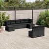 vidaXL 9-delige Loungeset met kussens poly rattan zwart