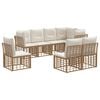 vidaXL Buiten bankenset met kussen 8 pcs Naturel Polyester