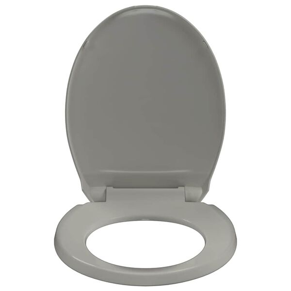 vidaXL Toiletbril soft-close en quick-release ovaal grijs