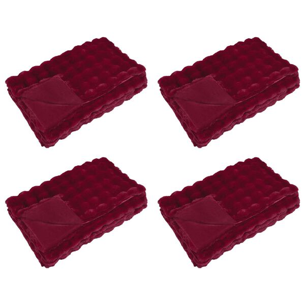 vidaXL Antislip nep konijnenbont deken Olite 4 pcs Bordeaux Rood