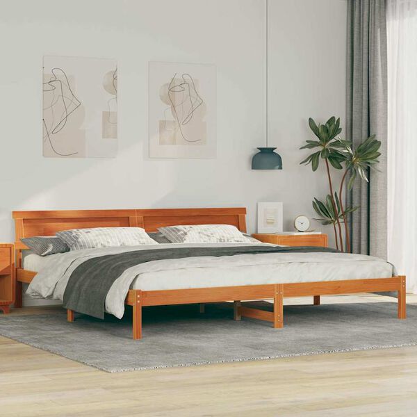 vidaXL Bedframe Wasbruin 180 x 200 cm Massief grenenhout