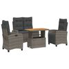 vidaXL 4-delige Tuinset met kussens poly rattan grijs