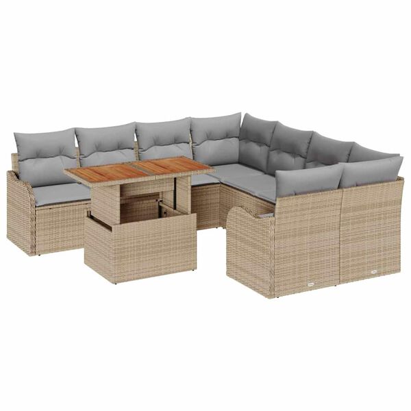 vidaXL Tuin Sofa Set met kussen 7 pcs beige en lichtgrijs