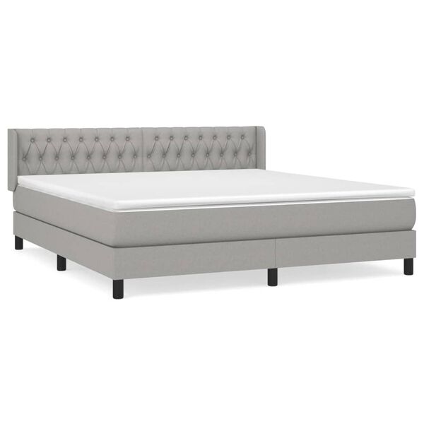 vidaXL Boxspring met matras stof lichtgrijs 180x200 cm