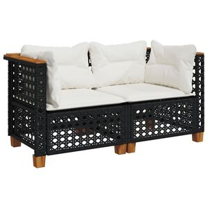 vidaXL Tuinhoekbanken met kussens 2 st poly rattan zwart