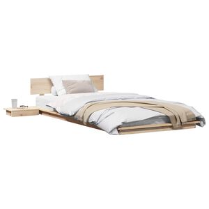 vidaXL Bedframe met hoofdeinde met opslag Bruin 90 x 200 cm Hout
