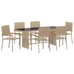 vidaXL Tuin eettafelset 7 st Beige poly rattan