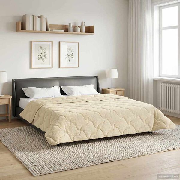 vidaXL Vol jaar dekbed Cr&egrave;me 220 x 240 cm Microfiber en Teddy fleece