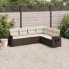 vidaXL 6-delige Loungeset met kussens poly rattan bruin