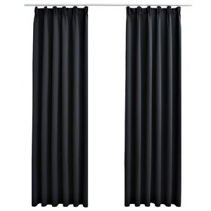 vidaXL Gordijnen verduisterend met haken 2 st 140x245 cm zwart