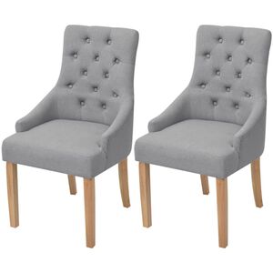 vidaXL Eetkamerstoelen 2 st stof lichtgrijs