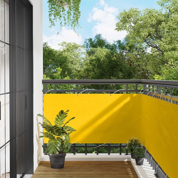 vidaXL Balkon Scherm Geel 75 x 200 cm PU gecoat oxford alu