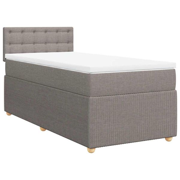 vidaXL Boxspring met matras stof taupe 90x190 cm