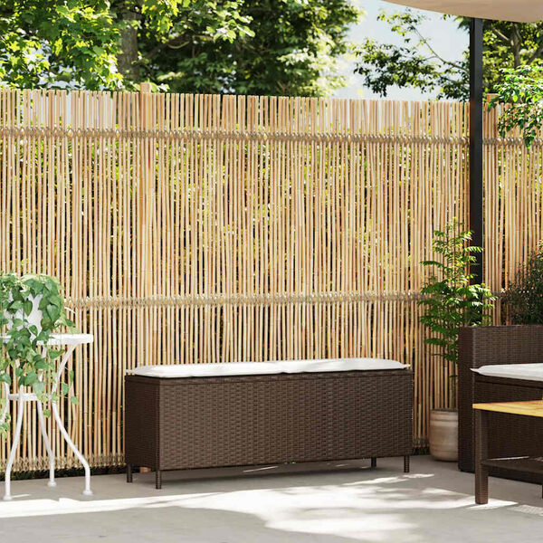 vidaXL Tuinbank met kussen 110x30x40,5 cm poly rattan bruin