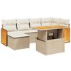 vidaXL 7-delige Loungeset met kussens poly rattan beige