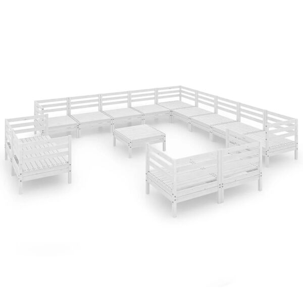 vidaXL 14-delige Loungeset massief grenenhout wit