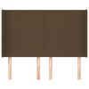 vidaXL Hoofdbord met randen 147x16x118/128 cm stof donkerbruin