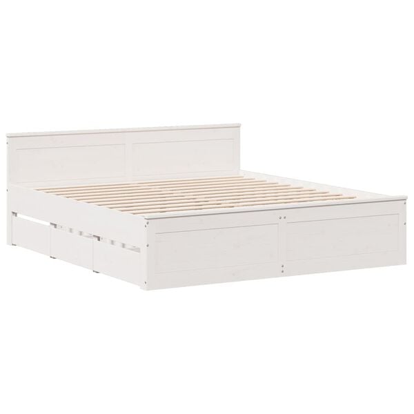 vidaXL Bedframe zonder matras met hoofdbord grenenhout wit 180x200 cm