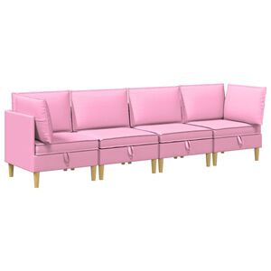 vidaXL Modulaire Sofa Set met Opslag 4 pcs Roze Stof