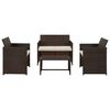 vidaXL 4-delige Loungeset met kussens poly rattan bruin