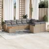 vidaXL 10-delige Loungeset met kussens poly rattan gemengd beige