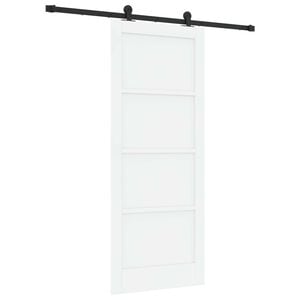 vidaXL Schuifdeur Wit en zwart 83 x 202 cm Massief grenenhout