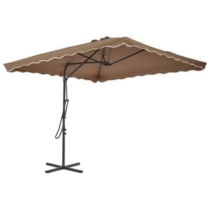 vidaXL Parasol met stalen paal 250x250 cm taupe
