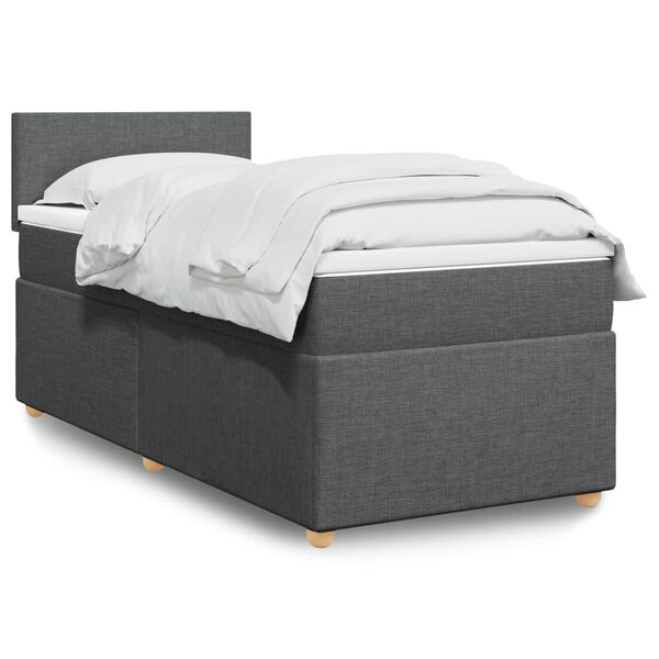 vidaXL Boxspring met matras stof donkergrijs 90x190 cm