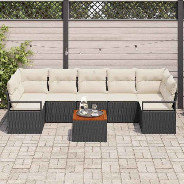 vidaXL Tuin Sofa Set 8 pcs Zwart en wit