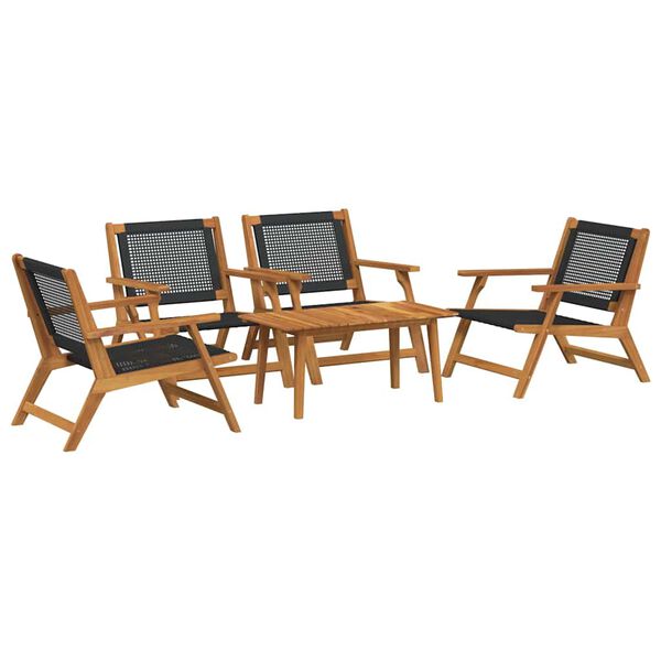 vidaXL Tuinstoelen met Tafel 5 pcs Zwart 90 x 45 x 40 cm