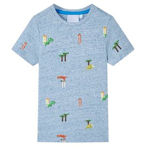 Kindershirt 104 gem&ecirc;leerd blauw