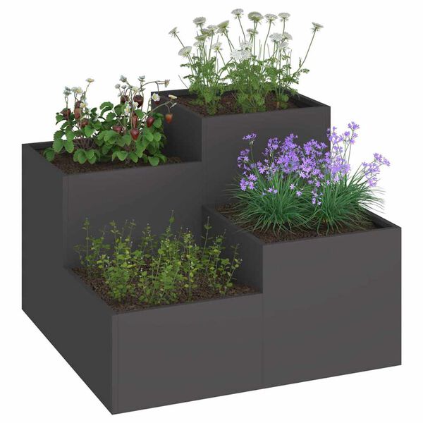 vidaXL Tuin Bloempot Zwart 100 x 100 x 60 cm Staal
