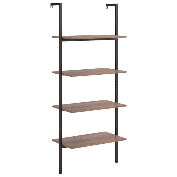 vidaXL Ladderrek met 4 schappen 64x35x152,5 cm donkerbruin en zwart