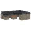 vidaXL 11-delige Loungeset met kussens poly rattan grijs