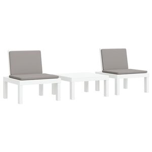 vidaXL 3-delige Loungeset met kussens PP wit