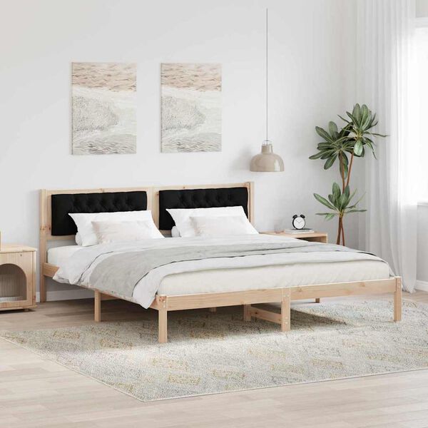 vidaXL Bedframe met hoofdeinde Zwart 160 x 200 cm Massief grenenhout