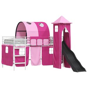 vidaXL Loftbed voor Kids Wit en Roze 107 x 200 cm Metaal