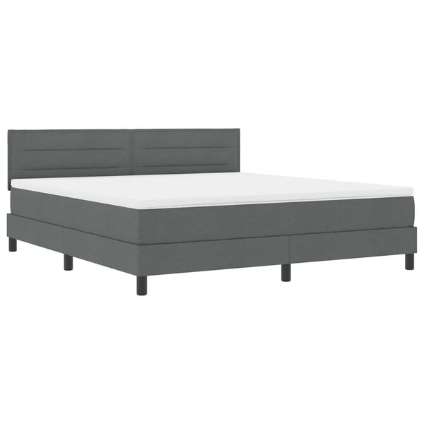 vidaXL Boxspring bed met matras met LED Donkergrijs 180 x 200 cm Stof