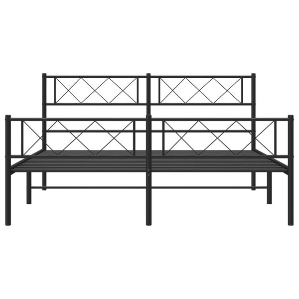 vidaXL Bedframe met hoofd- en voeteneinde metaal zwart 140x200 cm