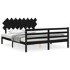 vidaXL Bedframe met hoofdbord massief hout zwart 160x200 cm