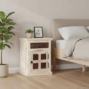 vidaXL Nachtkastje 40x30x50 cm massief mangohout wit