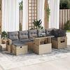 vidaXL 8-delige Loungeset met kussens poly rattan beige