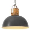 vidaXL Hanglamp industrieel rond E27 42 cm massief mangohout grijs